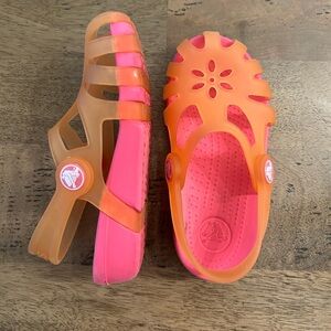 CROCS Kids Vibrant Orange/Pink Sandals size 9C
